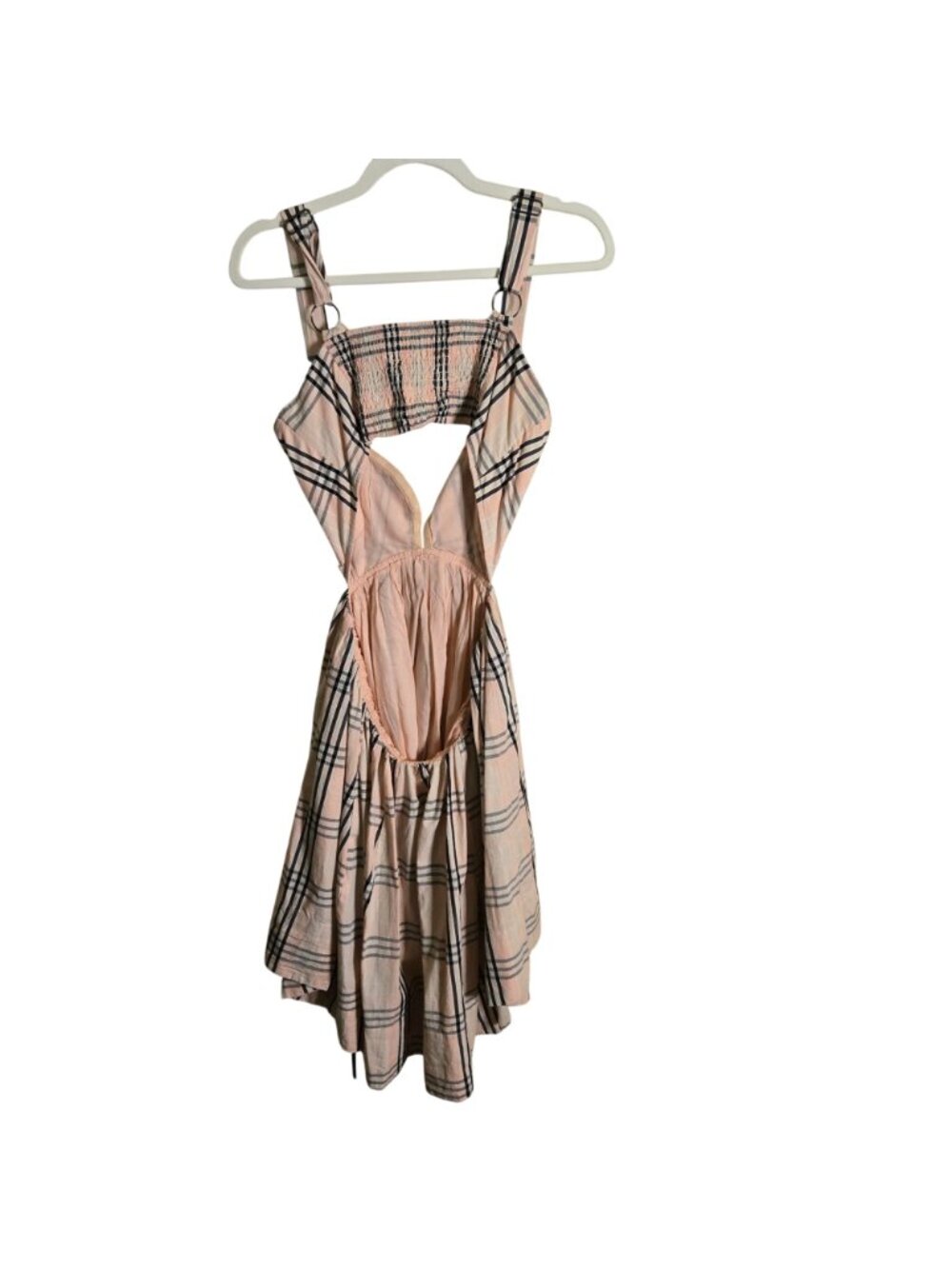 Free People Bridget Mini Dress A Line Cut Out Back Plaid Lined Size M - Picture 3 of 11